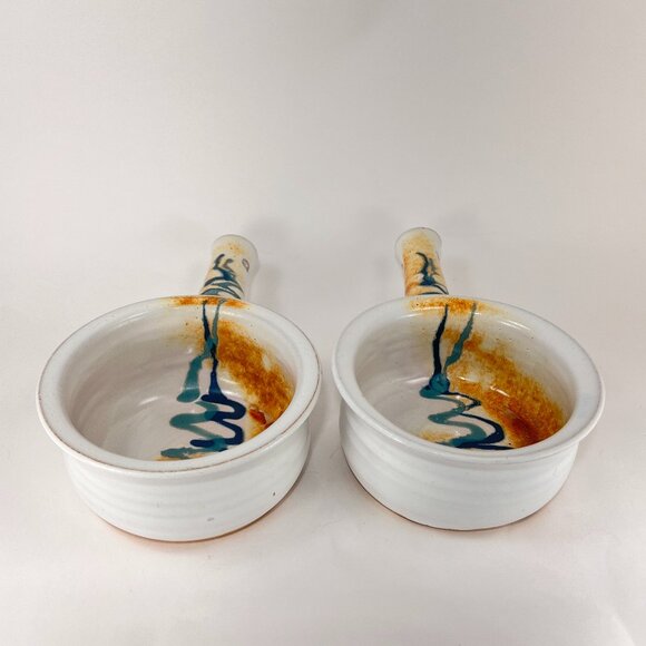 Brenner Tolliver Pottery Handcrafted White Stoneware Soup Bowl Hollow Handle - Picture 5 of 15